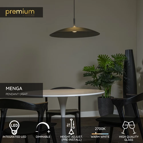 Lucide MENGA - Pendant light - Ø 60 cm - LED Dim. - 1x18,6W 2700K - Smoke Grey | Premium - USP
